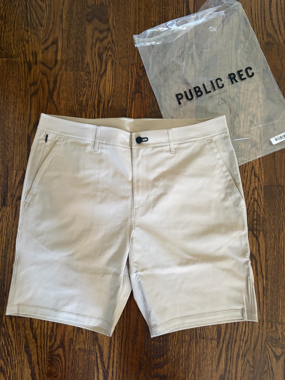 Public Rec Workday Short 2.0 color Sand Flat Front